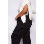 Plus Black Cargo Wide Leg Fleece Sweatpants