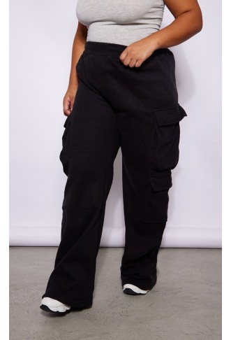 Plus Black Cargo Wide Leg...