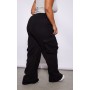 Plus Black Cargo Wide Leg Fleece Sweatpants