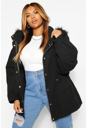 PLUS FAUX FUR LINED HOODED...