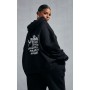 Plus Black Worldwide Slogan Zip Up Hoodie