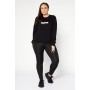 Women Crew Neck Long Sleeves Graphic Print Sweatshirt, Black