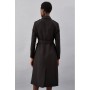 Black Tailored Compact Stretch High Neck Belted Midi Coat