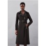 Black Tailored Compact Stretch High Neck Belted Midi Coat