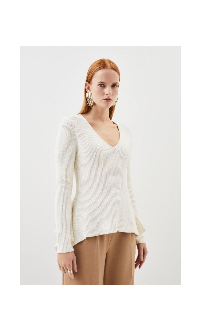 Viscose Blend Dip Hem Knit Jumper