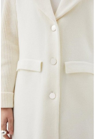 Compact Wool Blend Knit Sleeve Coat