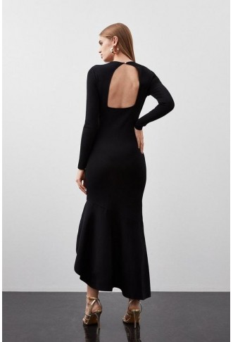 Premium Drape Knit Asymmetric Maxi Dress