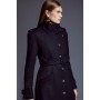 Tailored Wool Blend High Neck Belted Maxi Coat