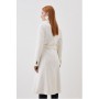 Italian Manteco Wool Blend Button Detail Pleated Midi Coat