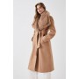 Faux Fur Collar Belted Wrap Coat