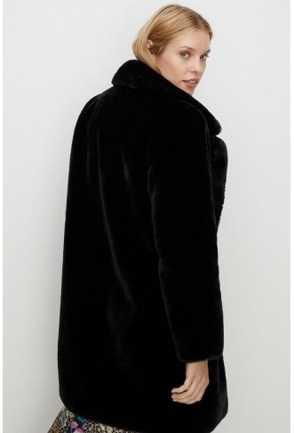 Faux Fur Collared Long Coat