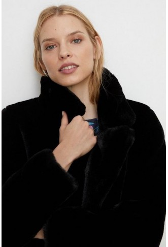 Faux Fur Collared Long Coat