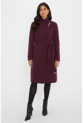 Berry Smart Wrap Belted Coat