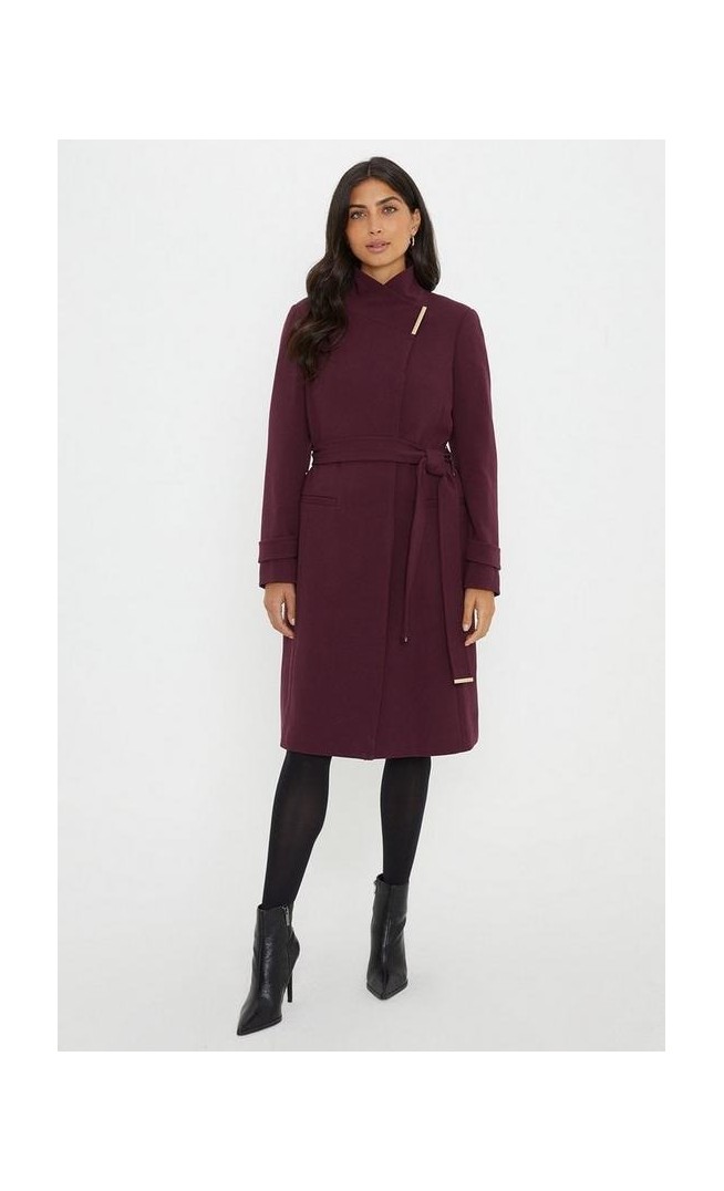 Berry Smart Wrap Belted Coat