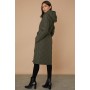 Olive Funnel Neck Belted Padded Coat