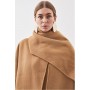 Camel Tailored Double Faced Wool Scarf Neck Midi Coat