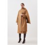 Camel Tailored Double Faced Wool Scarf Neck Midi Coat