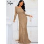 Missord  Sequin Evening Dress Elegant Women Long Sleeve