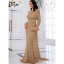 Missord  Sequin Evening Dress Elegant Women Long Sleeve