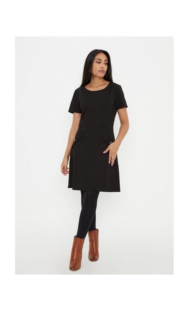 Petite Premium Ponte Side Pocket Shift Dress