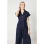 Linen Blend Belted Jumpsuit