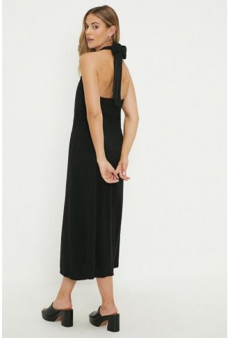 Halter Neck Button Through Midi Dress