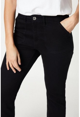 Petite Pocket Detail Mid Rise Slim Leg Jeans