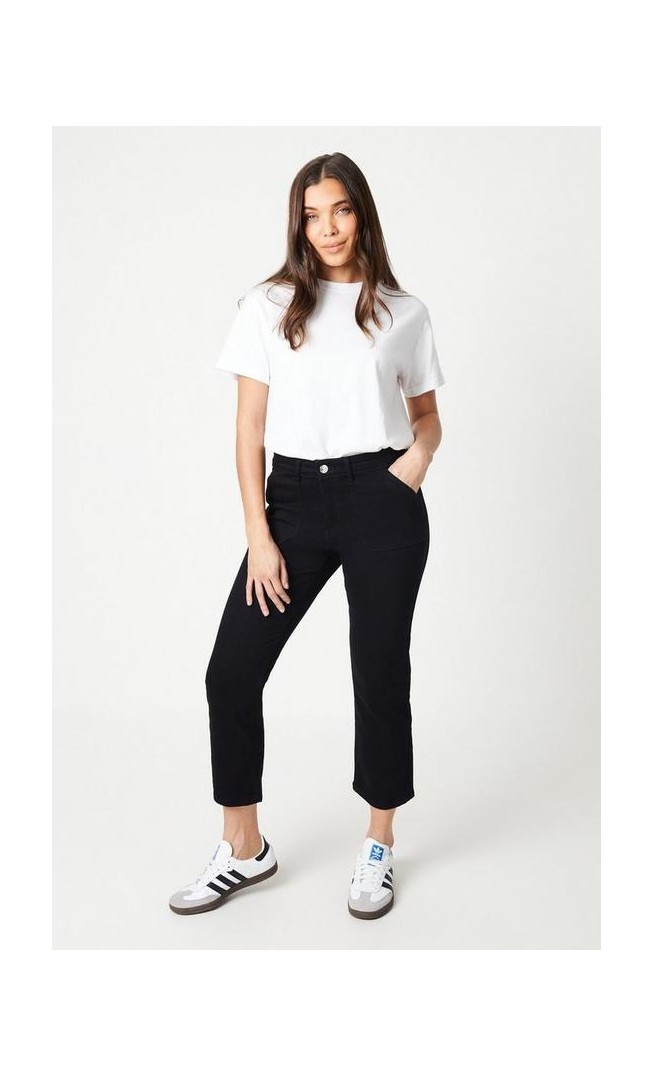 Petite Pocket Detail Mid Rise Slim Leg Jeans