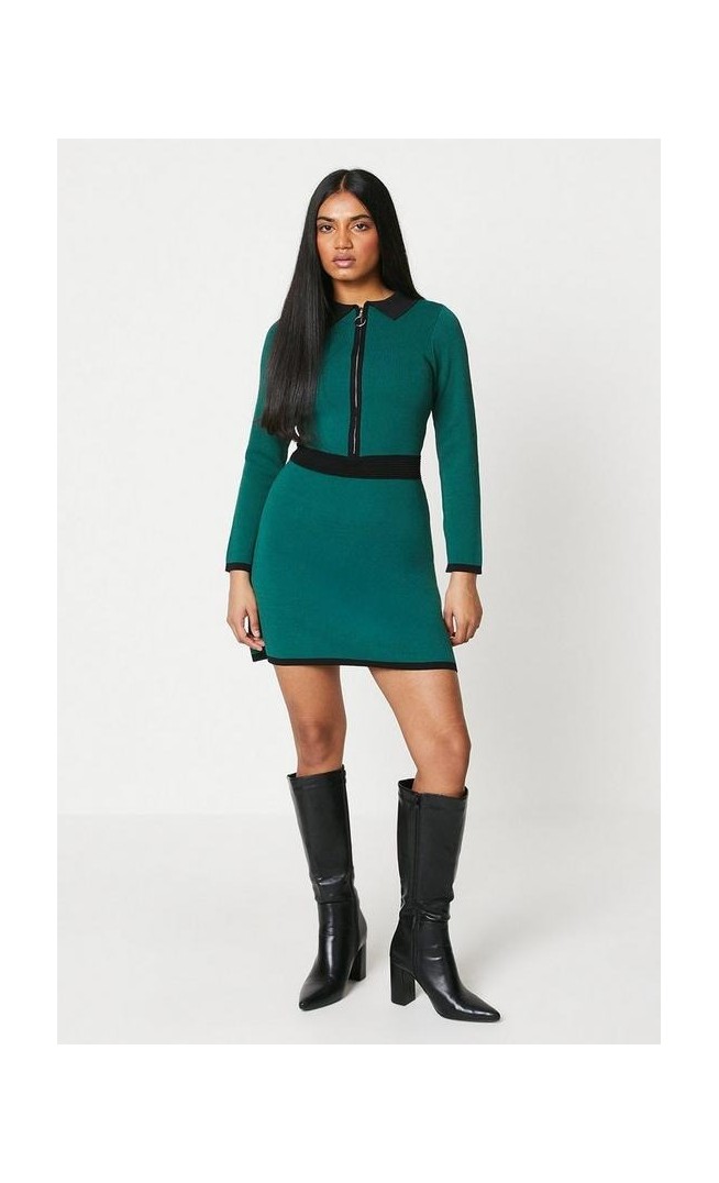 Petite Ottoman Waistband Knitted Mini Dress