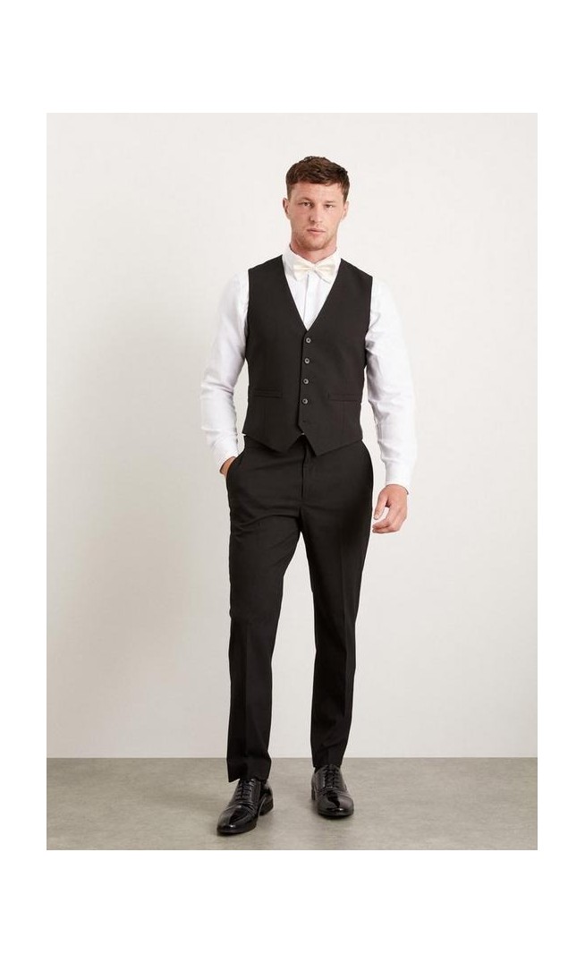 Slim Fit Black Essential Waistcoat