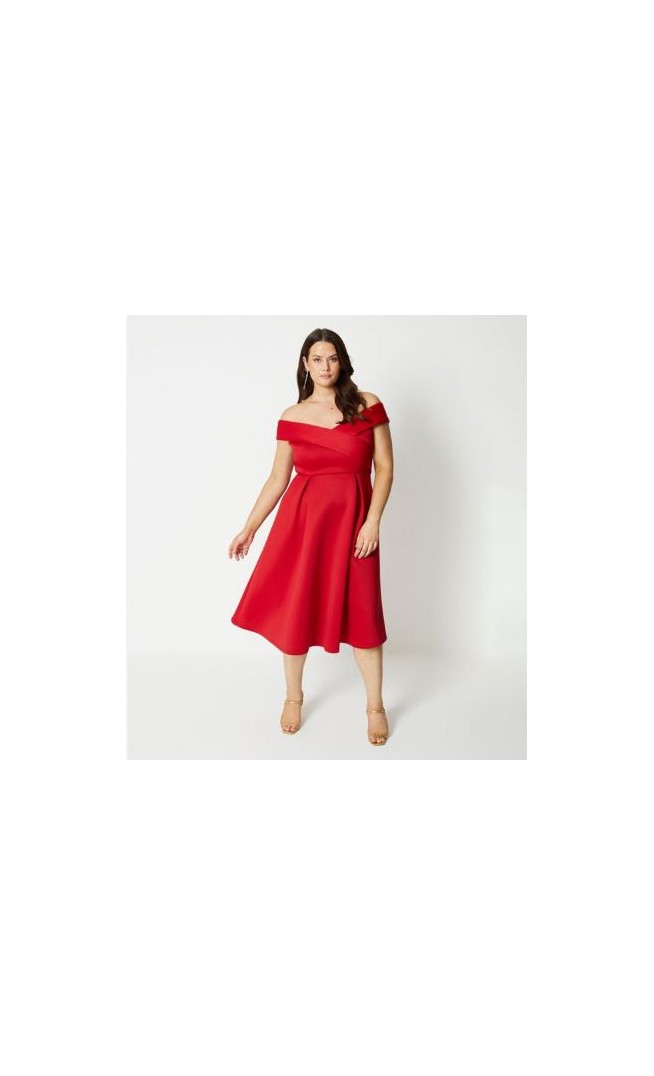 BUY COAST SIZE OFF SHOULDER MIDI DRESS