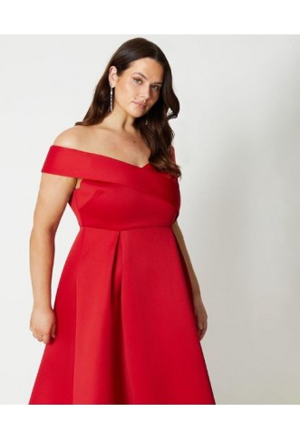 BUY COAST SIZE OFF SHOULDER MIDI DRESS