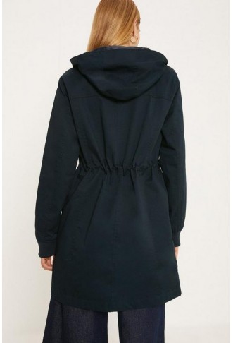 Lightweight Cotton Midi Parka Coat