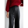 Faux Leather Full Wide Leg Trouser