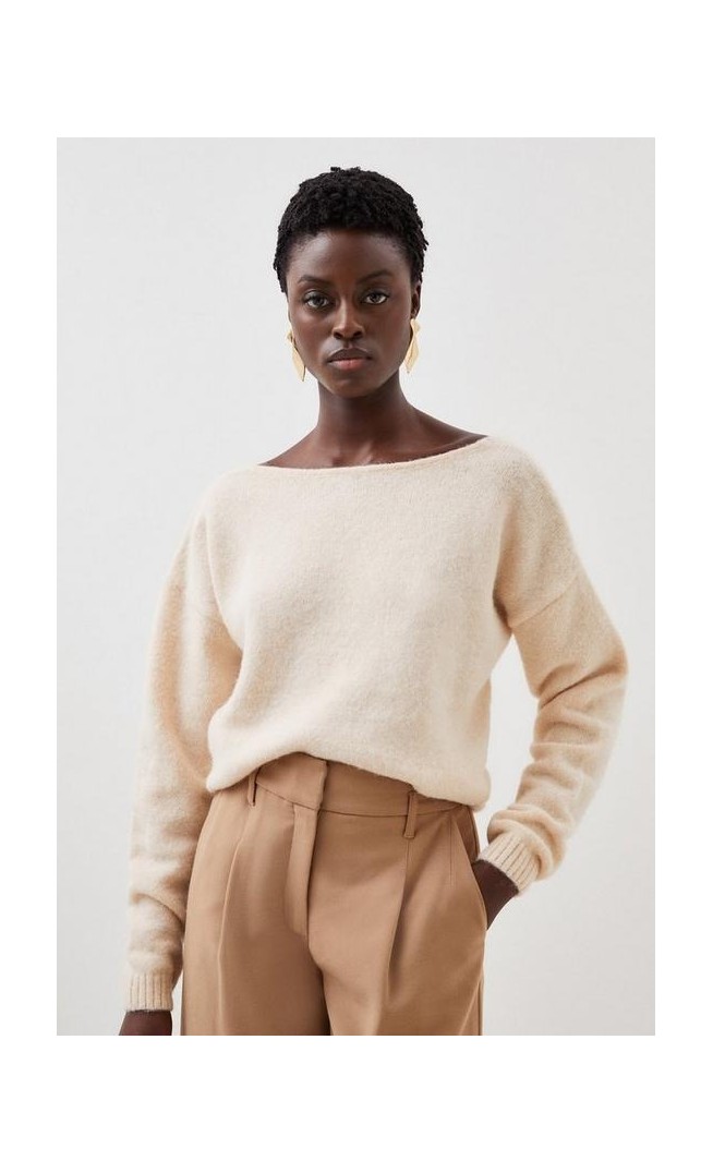 Wool Blend Cable V Back Knit Jumper