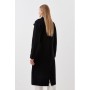 Black Compact Wool Blend Knit Sleeve Coat