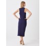 Italian Structured Jersey Asymmetric Neck Line Midi Dress