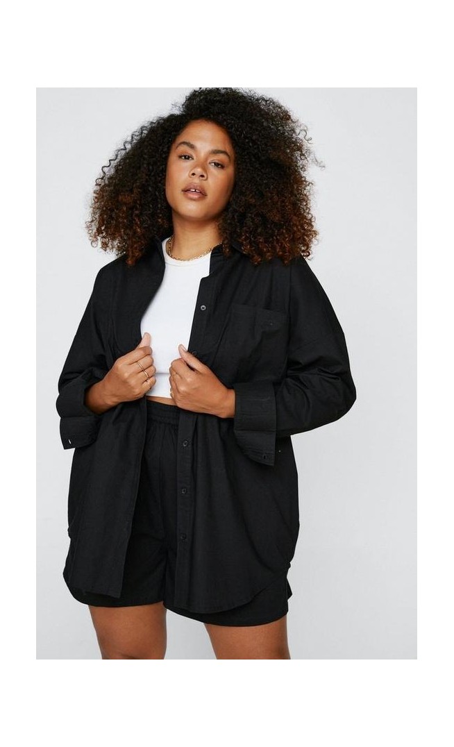 Plus Size Oversized Poplin Shirt