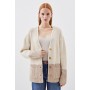 Cotton Plaited Viscose Blend Rib Knit Colour Block Pocket Cardigan