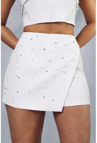 Pearl Embellished Tailored Skort