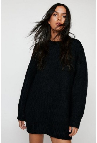 Brushed Knit Crew Neck Jumper Dress