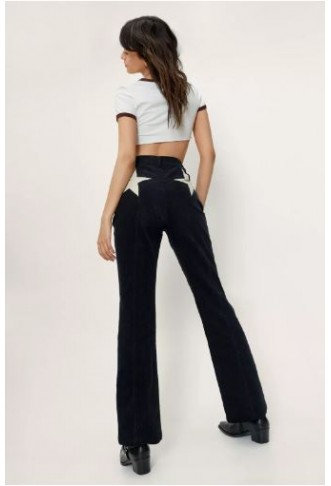 Corduroy High Waisted Flared Star Bum Trousers