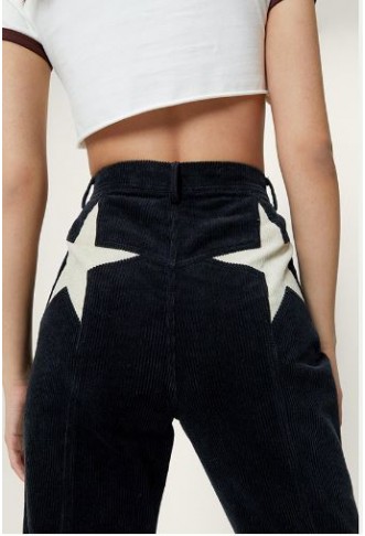 Corduroy High Waisted Flared Star Bum Trousers