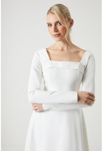 Cowl Front Fit And Flare Ponte Wedding Dress