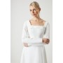 Cowl Front Fit And Flare Ponte Wedding Dress