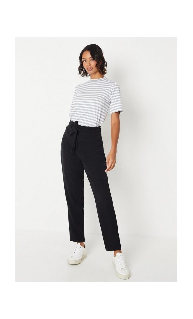 Belted Waist Tapered Trouser