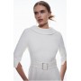 Tailored Structured Crepe Roll Neck Pencil Midi Dress