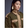 Khaki Quilted Trench Mix Belted Full Skirt Trench Coat