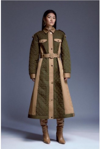 Khaki Quilted Trench Mix...