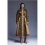 Khaki Quilted Trench Mix Belted Full Skirt Trench Coat